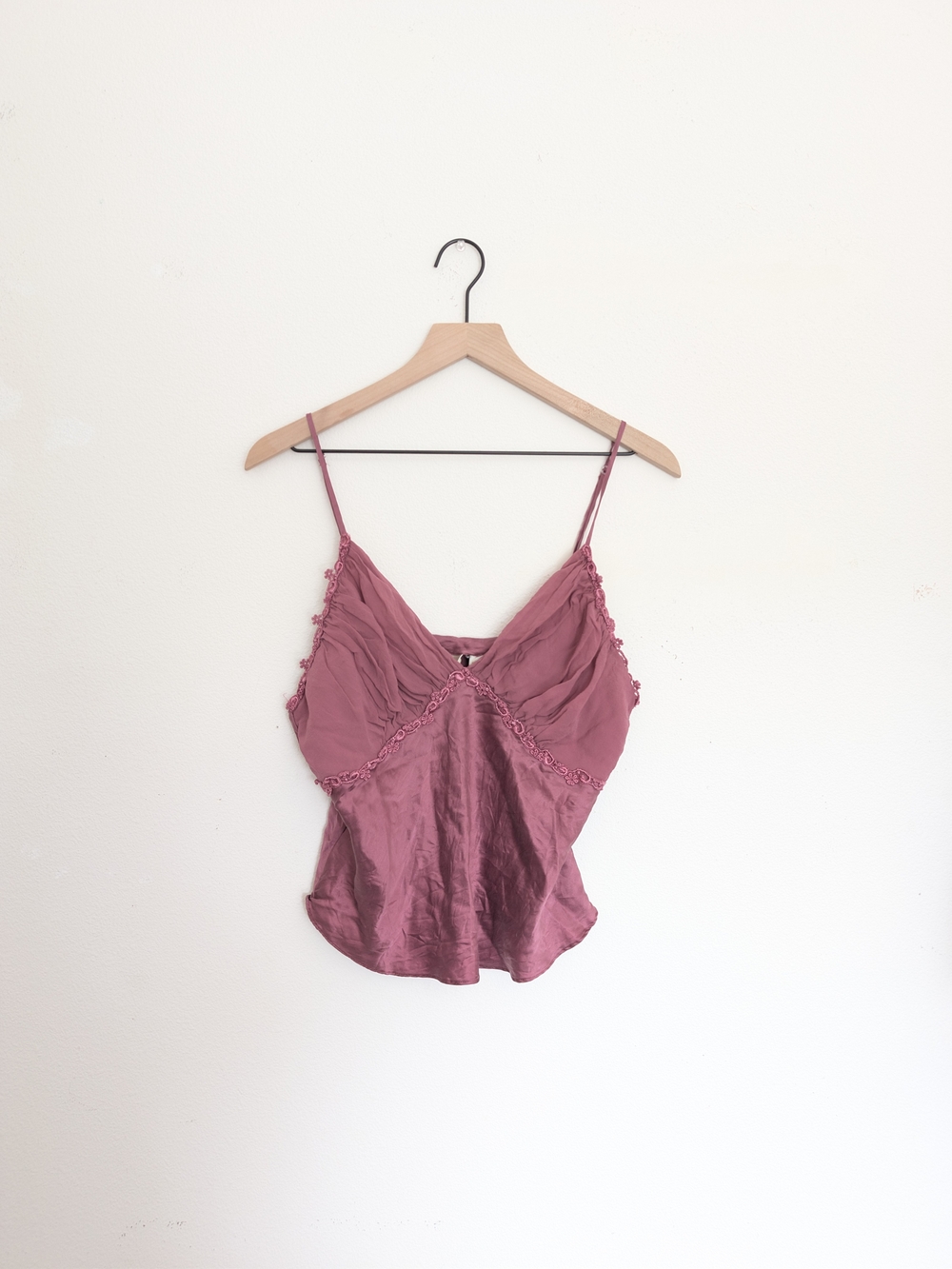 Vintage Gold Label Victoria's Secret Mauve Silk Lace-Trim Cami